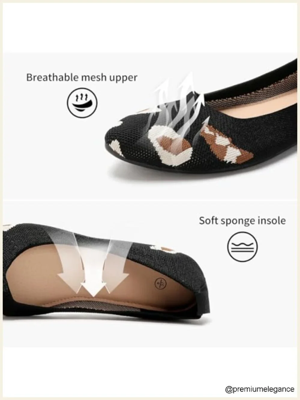 Women's Pointed Toe Ballet Flats Cushioned Mesh TPR Sole